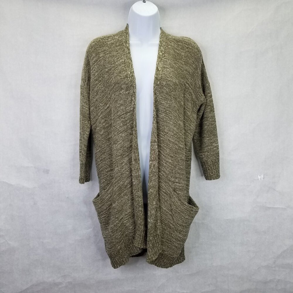 SPARROW by Anthropologie Cardigan Women S Open Green Heather Knit Pocket Slouchy